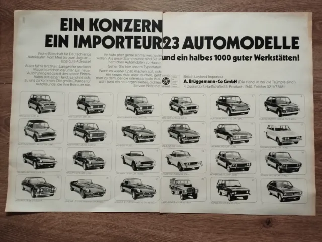 ORIG REKLAME WERBUNG 1972 EIN KONZERN 23 Automodelle Jaguar, Mini, Rover Triumph