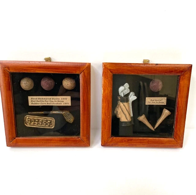 HISTORY OF GOLF Framed Shadow Box Collectible Wall Hanging Display Set