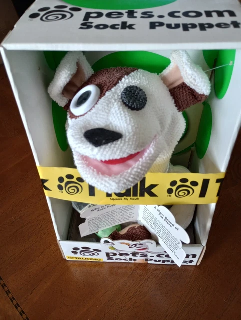 Pets.com 1999 Talking Sock Puppet - New in Box - Dot Com Stock Market Bubble