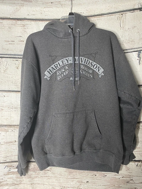 Harley Davidson Gasoline Alley Alberta Canada Gray Pullover Hoodie Size M