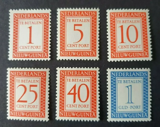 1957 Netherlands Nieuw Guinea Set Postage Due Te Betalen Port P1-6 Vf Mnh