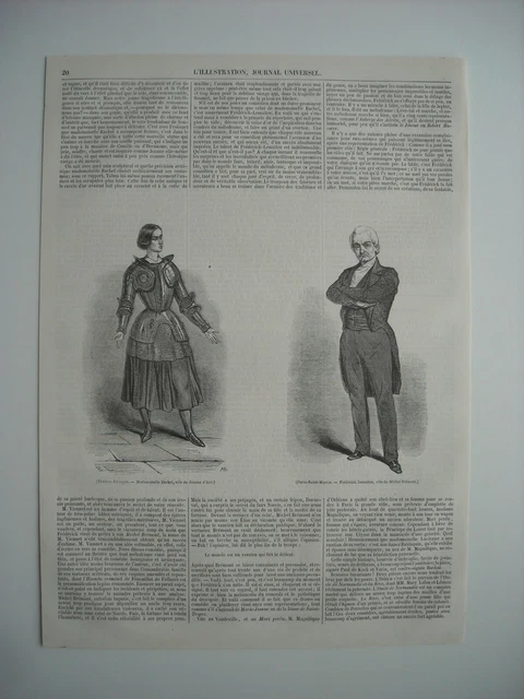 Gravure 1846. Theatre-Francais, Melle Rachel. Theatre Porte Saint-Martin. Freder