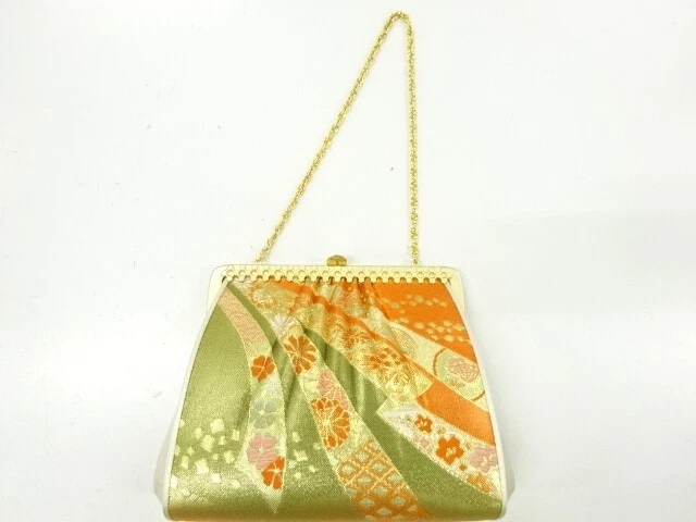 6304609: Japanese Kimono / Vintage Bag / Woven Floral Plants  & Noshi Pattern