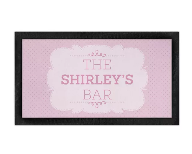 Personalised Any Name's Bar Pink Bar Runner Mat Garden Home Man Cave Pub Tiki