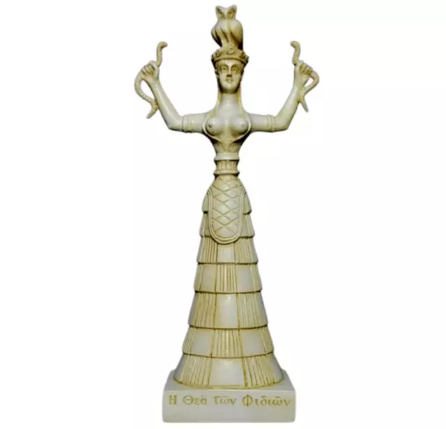 Minoan Snake Goddess Statue made of Marble Museum Finish Replica Sculpture