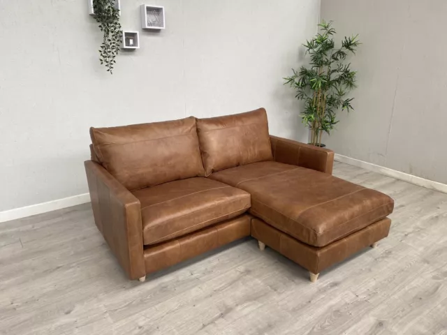 John Lewis BAILEY Leather Large 3 Seater Chaise Sofa, Light Tan - RRP £2,299