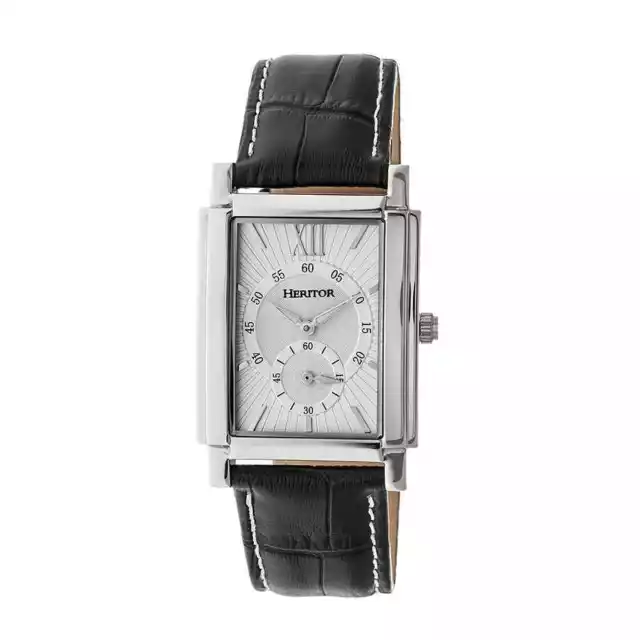 Heritor Frederick Automatic Silver Dial Black Leather Men's Watch HR6101