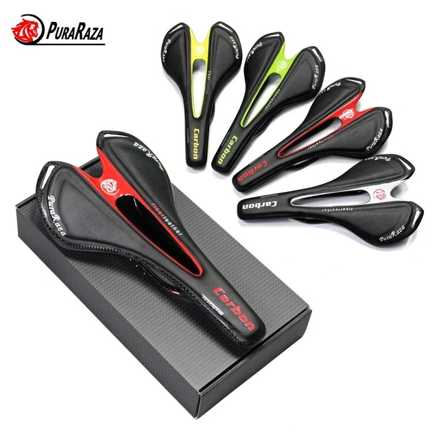 MTB Rennrad Fahrrad Carbon + Leder Sitz Sattel Kissen Hohl Atmungsaktiv 105g
