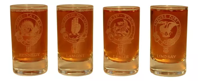 Glencairn Clan Crest Crystal Dram Tot Glass - Kennedy Lamont Leslie Lindsay