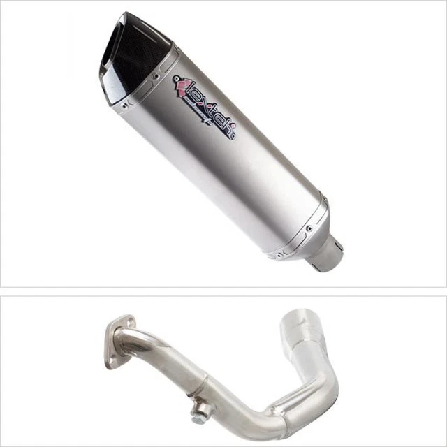 Lextek OP15 Universal Black Chrome Motorcycle Exhaust Silencer Can 200mm 51mm - Rustys