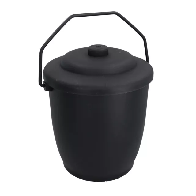 Coal Bucket & Lid Black Plastic Ash Tidy Bin Coal Carry Fire Log Burner Kindling