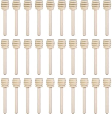 Diealles Shine 30 PCS Pargimiele Legno Piccoli,Cucchiaini Bastoncini Miele Legno Piccoli Mini Spargimiele 8 cm per Vaso di Miele Jar Ringraziamento Matrimonio Battesimo 
