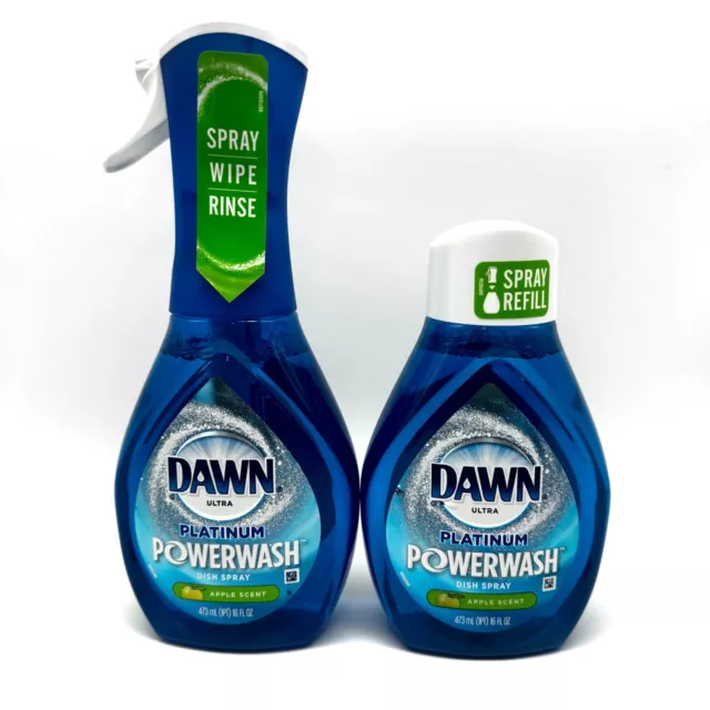 Dawn Platinum Powerwash Apple Dish Soap Cleaner 16 oz. each, 1 Spray, 1 Refill