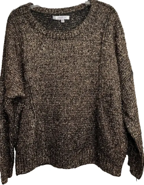 Jennifer Lopez Sweater  Metallic Gold Black Womens Sz XL Winter Fuzzy