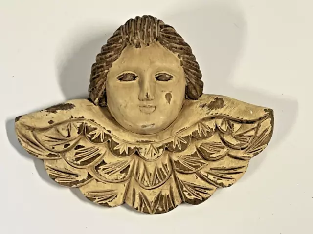 Antique  Hand Carved Wooden Angel Cherub; 1800s or Earlier