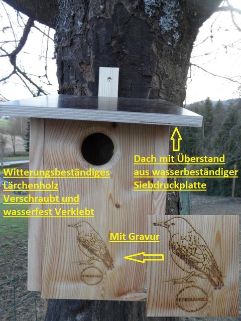 NISTKASTEN NABU NISTHILFE Star Buntspecht Vogelhaus Lärchenholz