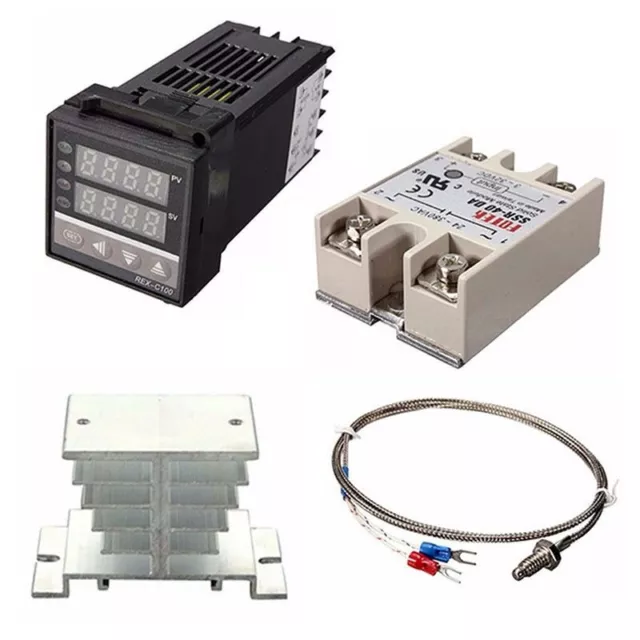 REX-C100 Digital Adjustable PID Temperature Controller Panel SSR Thermostat Kits