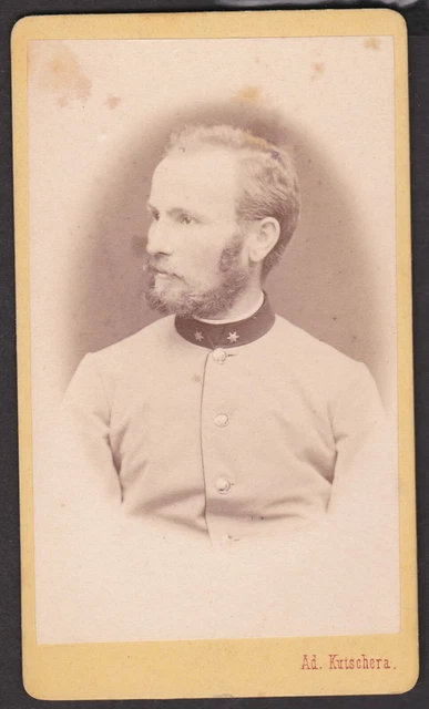19030 Frühes Portrait Foto CDV KAB KuK Soldat Atelier Ad. Kutschera St. Pölten