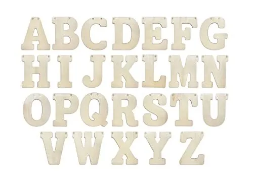 5 Inch 66 Pieces Wooden Letters Unfinished Wood Alphabet Letters for Crafts 2...