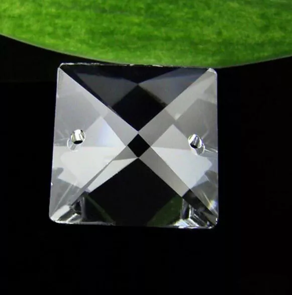 50pcs 30mm 2Holes Glass Square Crystal Beads Prisms Chandelier Lamp Chain Parts