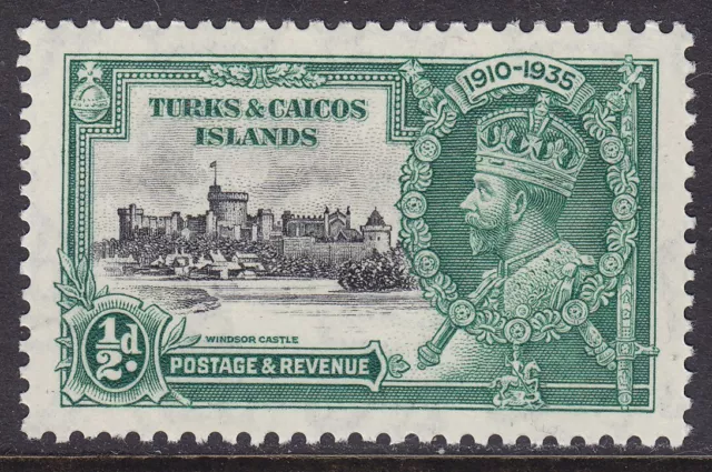 TURKS & CAICOS ISLANDS 1935 KGV SG187 ½d SILVER JUBILEE MNH