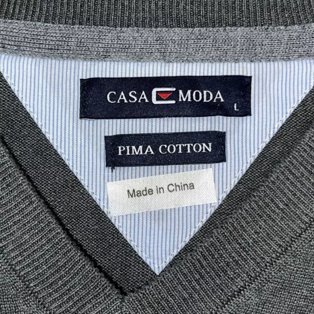 GOLF- CASA MODA Pima Cotton Gray/Green Mens Large V Neck Sweater Long ...
