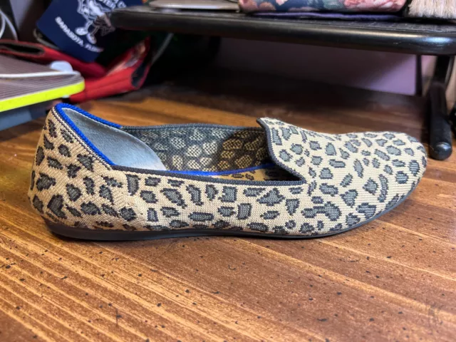 Rothy’s Sz 7.5 Round Toe Ballet Flats Cheetah Leopard Animal Print Comfort Shoes