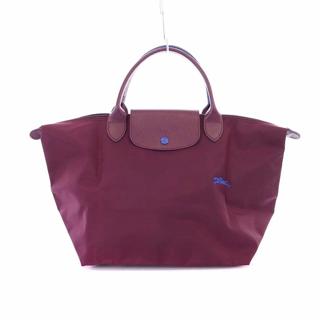 Longchamp Le Preage Original Pliage Handbag Tote Bag Nylon Leather Way Wine-Red