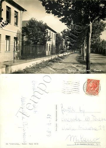 Cartolina di Milano Marittima (Cervia), panorama - Ravenna, 1957