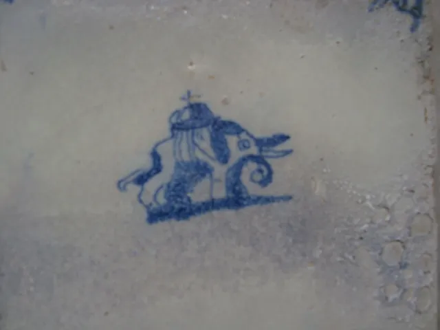 rare 17th century delft handpainted dutch delftware tile elaphant/olifant 3