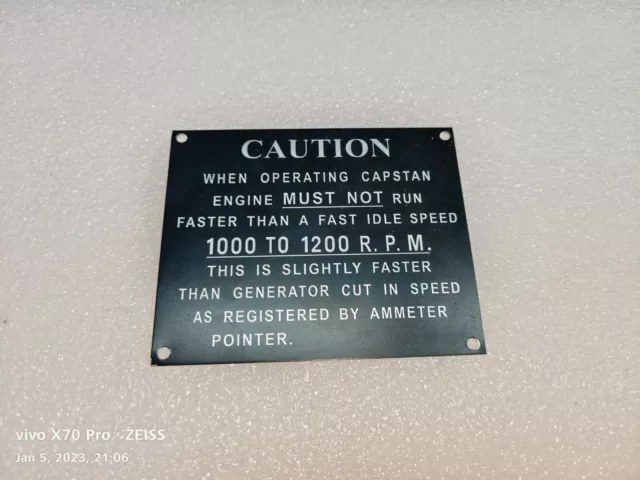 Jeep Willys Mb Ford Gpw Ww2 G503 Capstan Winch Caution Data Plate Jeep Willys Mb Ford Gpw Ww2 G503 Capstan Winch Caution Data Plate