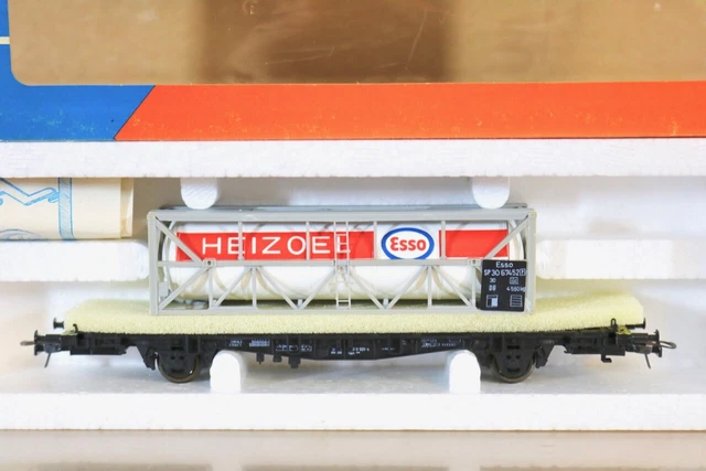 ROCO 4321 DB Cargo Flachwagen Mit Esso Heizoel Behälter Belastung Mint ...