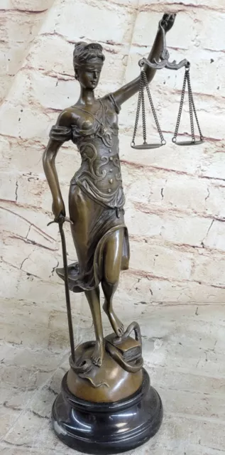 LAWYER LAW STUDENT GRADUATION GIFT Lady Blind Justice Bronze Marble Base Statue