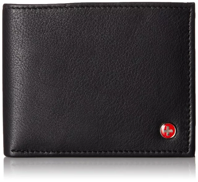 Alpine Swiss Mens RFID Blocking Leather Wallet Multi Card High Capacity Bifold