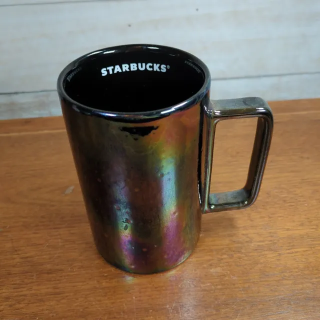 Starbucks 2021 Black Purple Oil Slick Iridescent Ceramic Coffee Tea Mug Cup 12oz