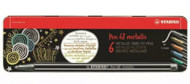 STABILO 6er Set metallic Farbe Filzstifte Pen68 M 1,4mm