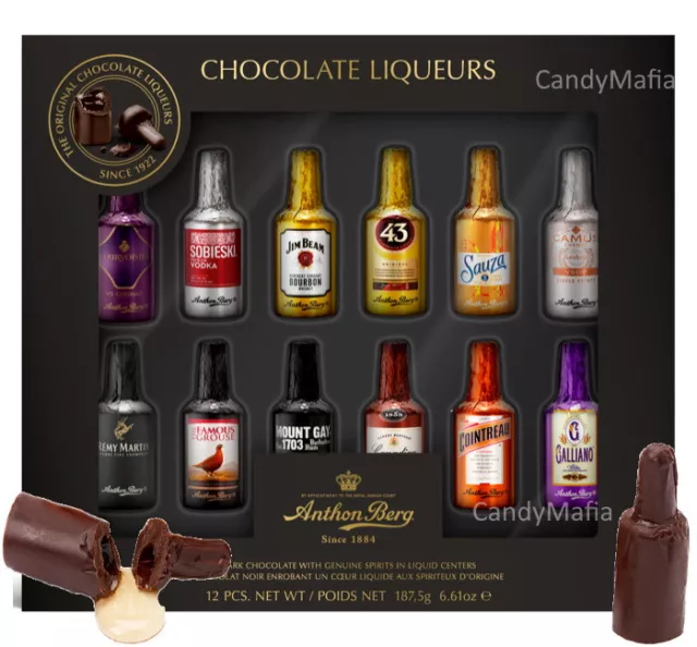Anthon Berg - Liqueur de chocolat - 16 bouteilles de chocolat remplies de  liqueur 
