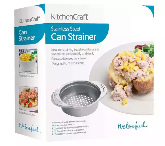 Kitchencraft Acero Inoxidable Comida Lata Strainer. Gran para Drenaje Oil, Agua