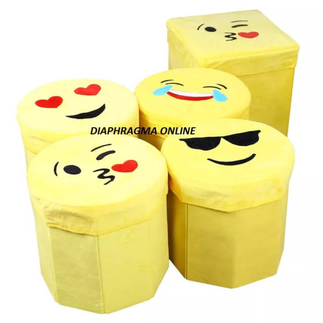 EMOJI Large Folding Storage Pouffe Single Seat Stool STORAGE Box