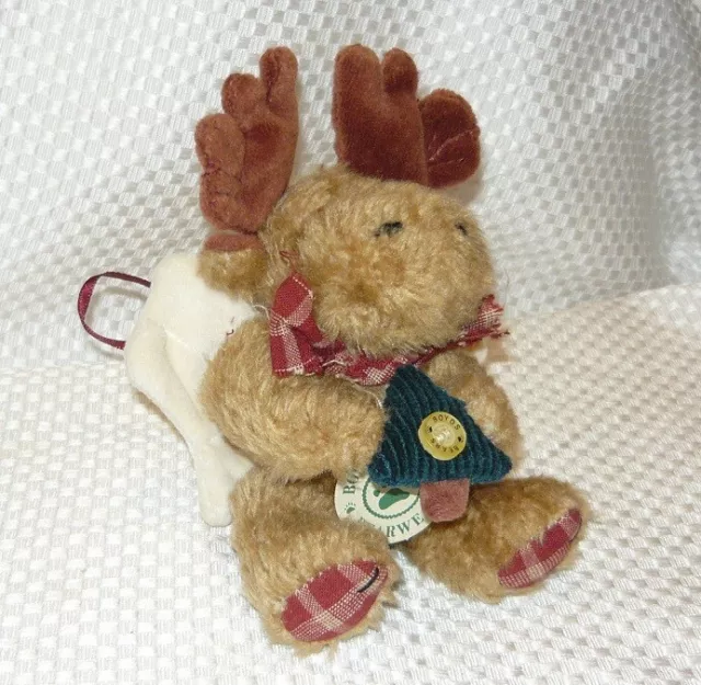 Boyds Bears Angel Moose Wings Plush Ornament - Holding Corduroy Christmas Tree