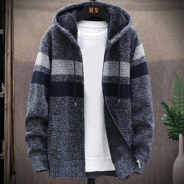 Mens Thick Warm Fleece Lined Hooded Hoodie Winter Zip Up Coat Jacket Sweatshirt
