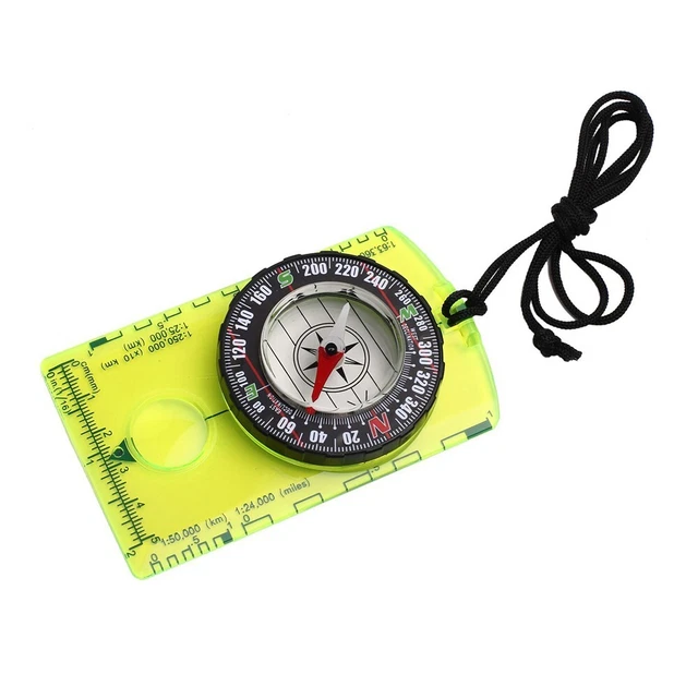 Bussola Militare Leggera Da Esterno, Con Lente D'ingrandimento, Misura Azimut, Pendenza E Distanza, Dimensioni 8x5,5x2,5 Cm, Con Fibbia Da Trasporto
