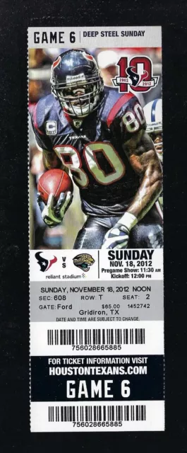 Matt Schaub 527 Yards - 2012 Nfl Jaguars @ Houston Texans Full Football Ticket