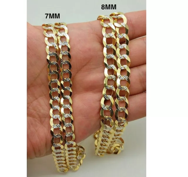 14K Diamond Cut Cuban Curb Link Necklace Chain 8mm 20" -30" REAL 14K SOLID GOLD