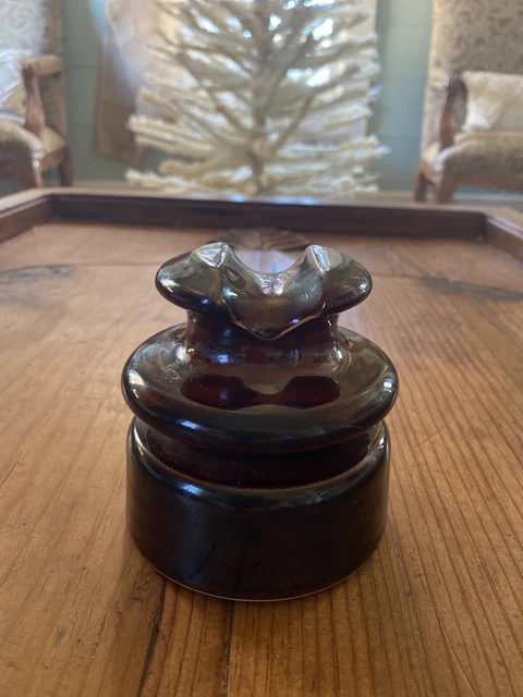 Vintage INSULATOR Large BROWN Ceramic Porcelain Collectible ⚡️