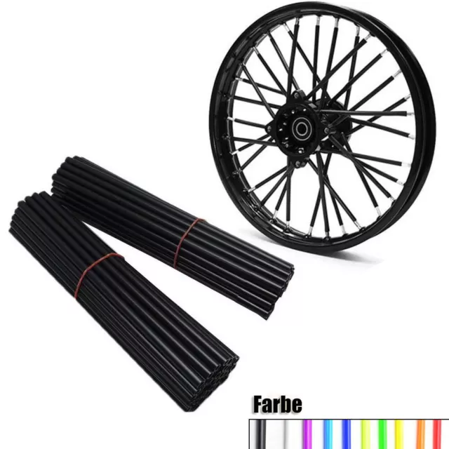 72x Fahrrad Motorrad Speichencover Tube Überzug Wheel Spoke Rim Wraps Skins DE