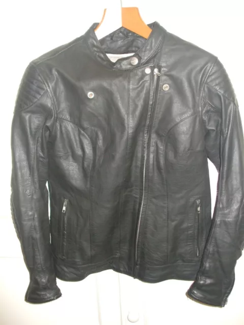 Triumph Womens Black Leather Motorcycle Jacket Size Medium