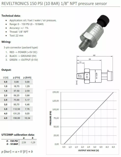 Capteur de pression d'huile et de carburant Transducteur 150PSI 10BAR par... 3