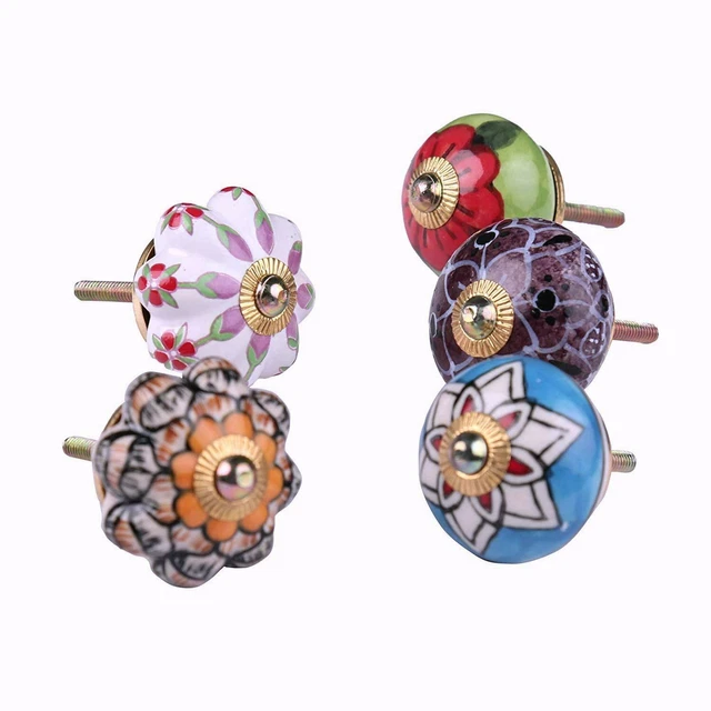 LOT of 10 Pcs Ceramic Closet Wardrobes Handles Cabinet MULTI COLOR Drawer Knobs