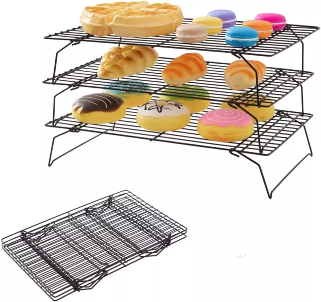 Somine 3-Tier Cooling Rack for Baking Non-Stick Stackable Baking Wire Racks Col